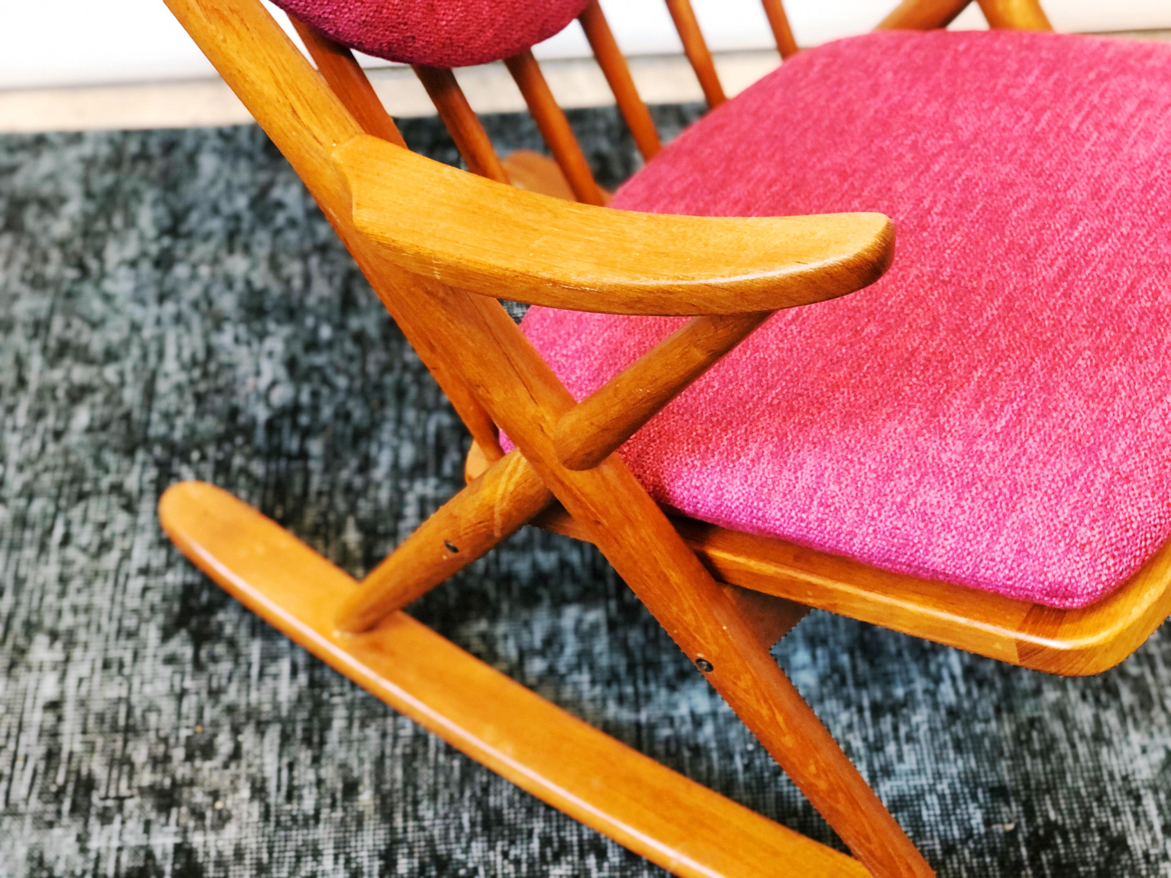 Mid-Century Modern Vintage Teak Rocking Chair by Frank Reenskaug for Bramin Møbler, 1960s