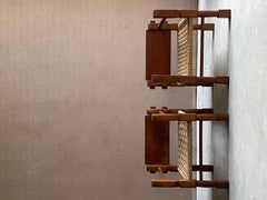 Vintage Teak & Rope Safari Chairs circa 1960 West Africa, Pair