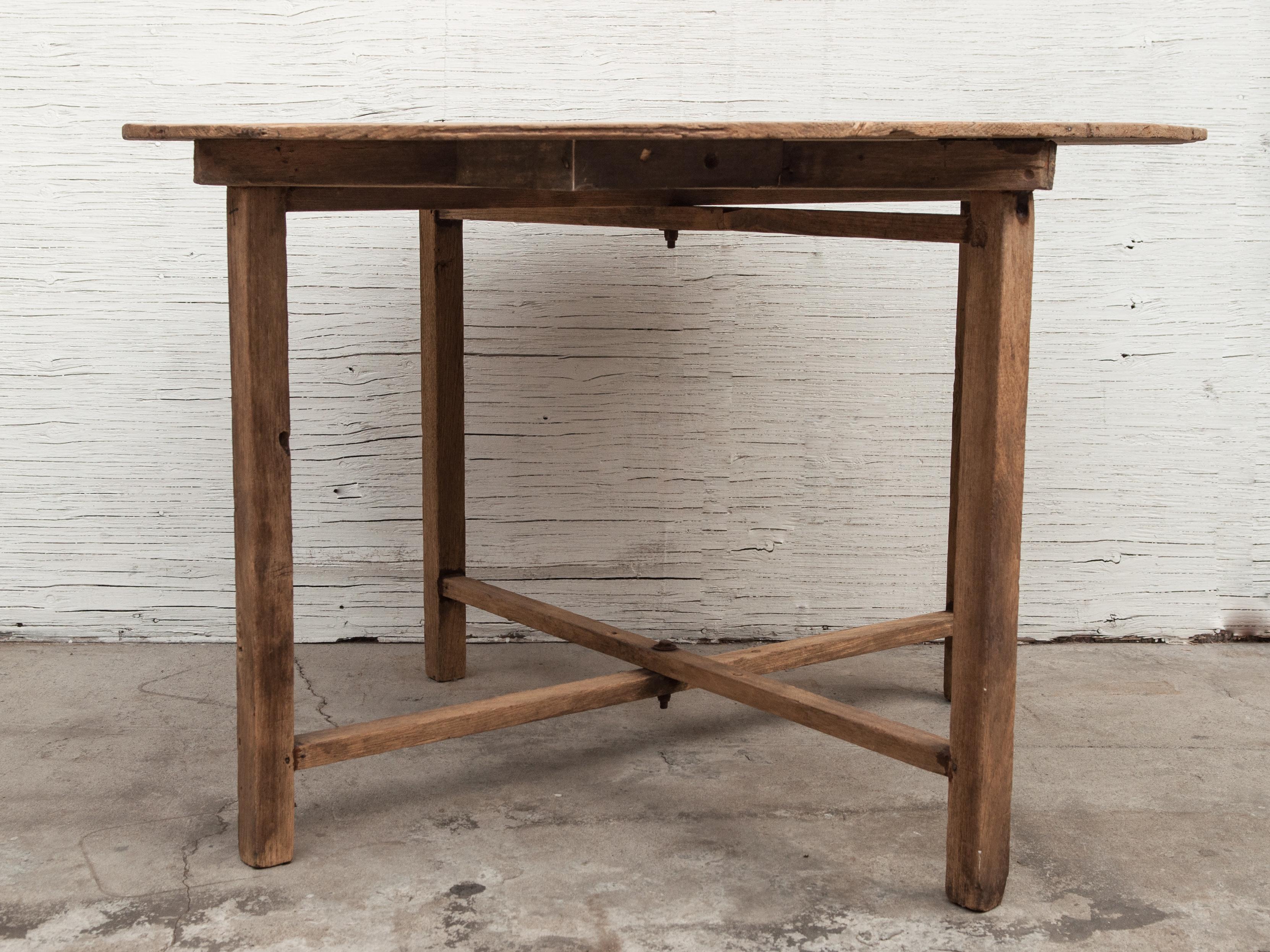Hand-Crafted Vintage Teak Round Table / Farm Table from Burma, Mid-20th Century