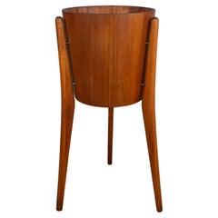 Vintage Teak Scandinavian Modern Tri Leg Standing Bucket Shaped Planter