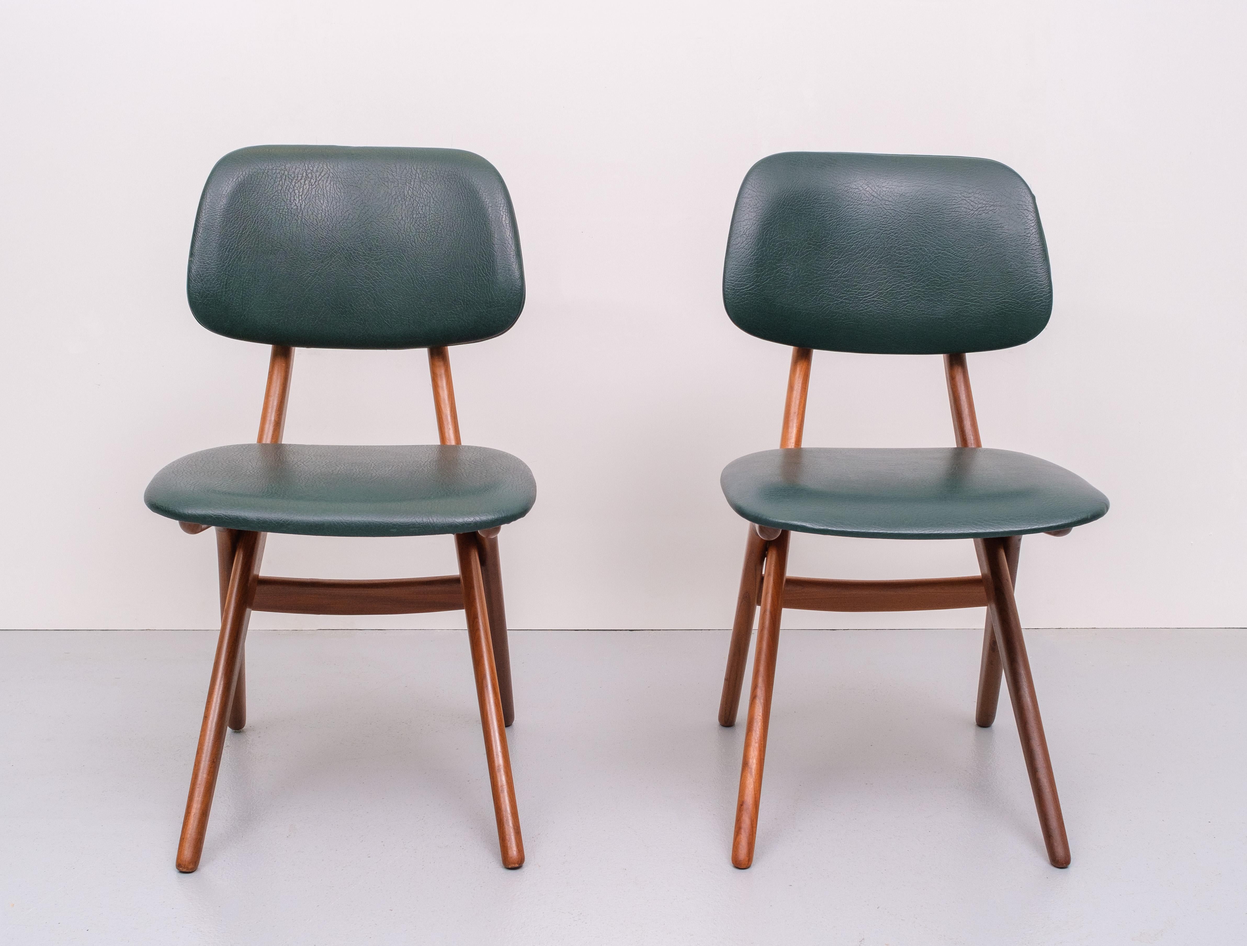 Vintage Teak Scissor Chairs by Louis Van Teeffelen for Webe, 1960s 2