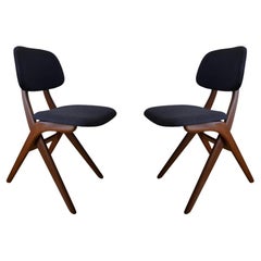 Vintage Teak Scissor Chairs by Louis Van Teeffelen for Webe, 1960s, Set of 2