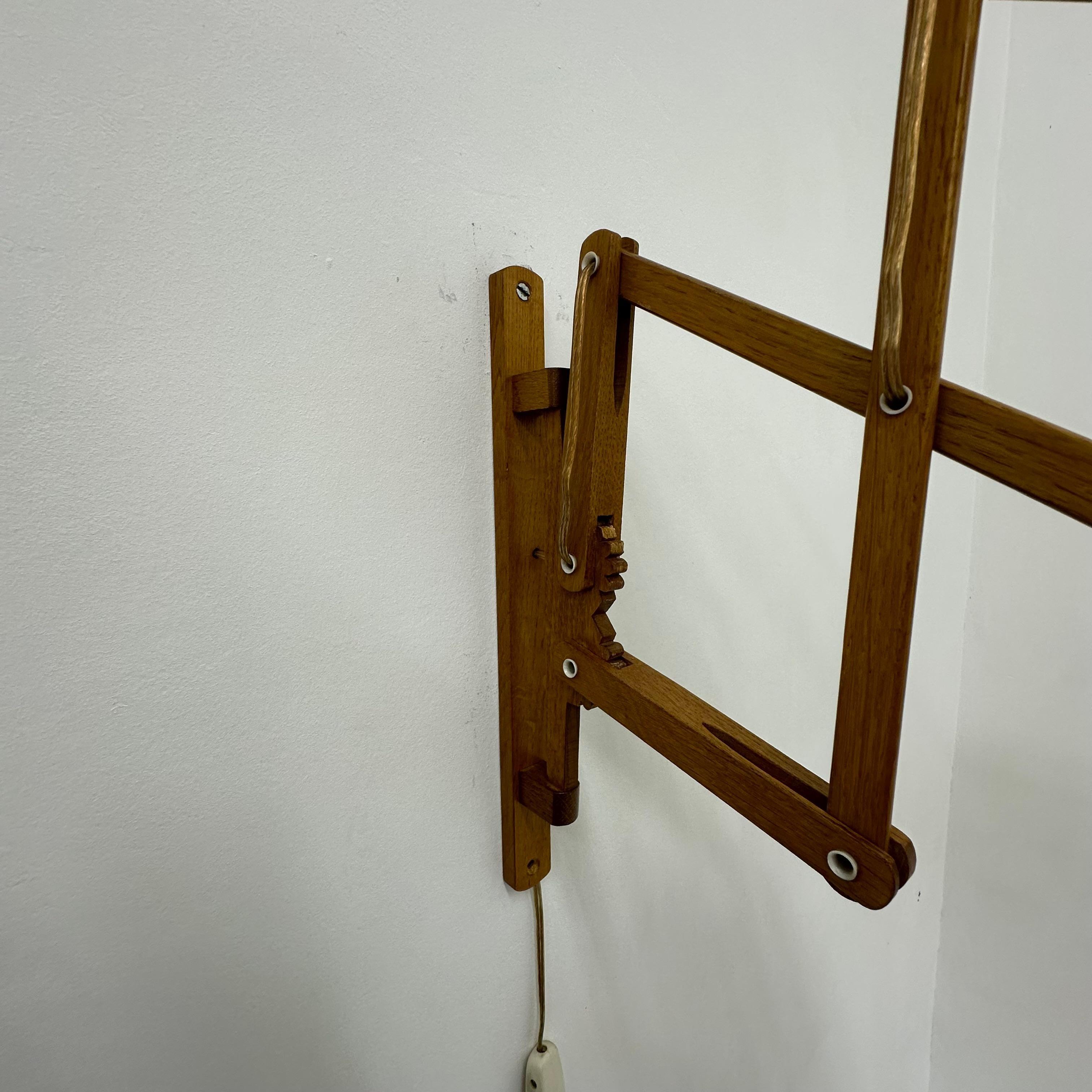 Vintage teak scissors wall lamp by T. Zweers  , 1960s 6