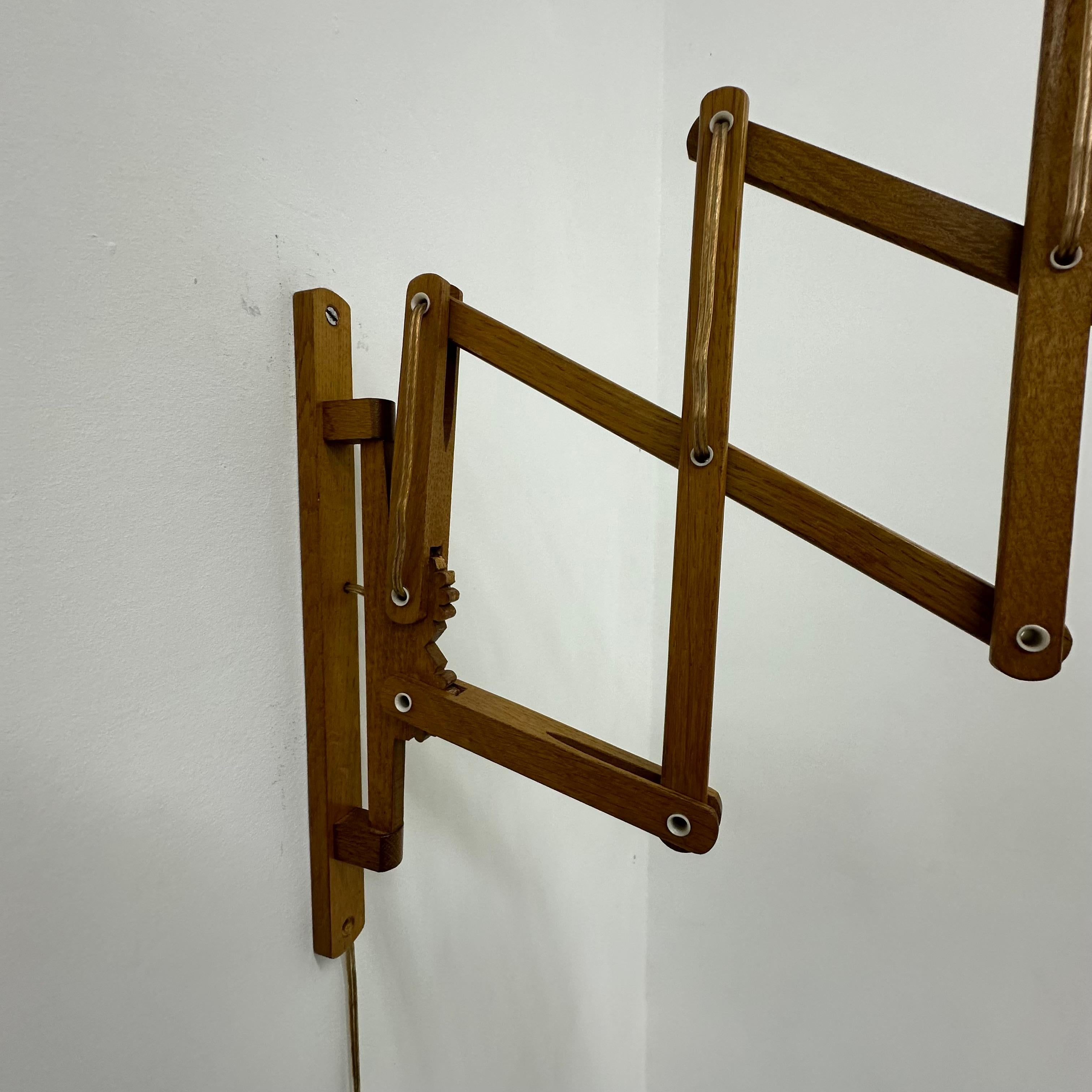Vintage teak scissors wall lamp by T. Zweers  , 1960s 7