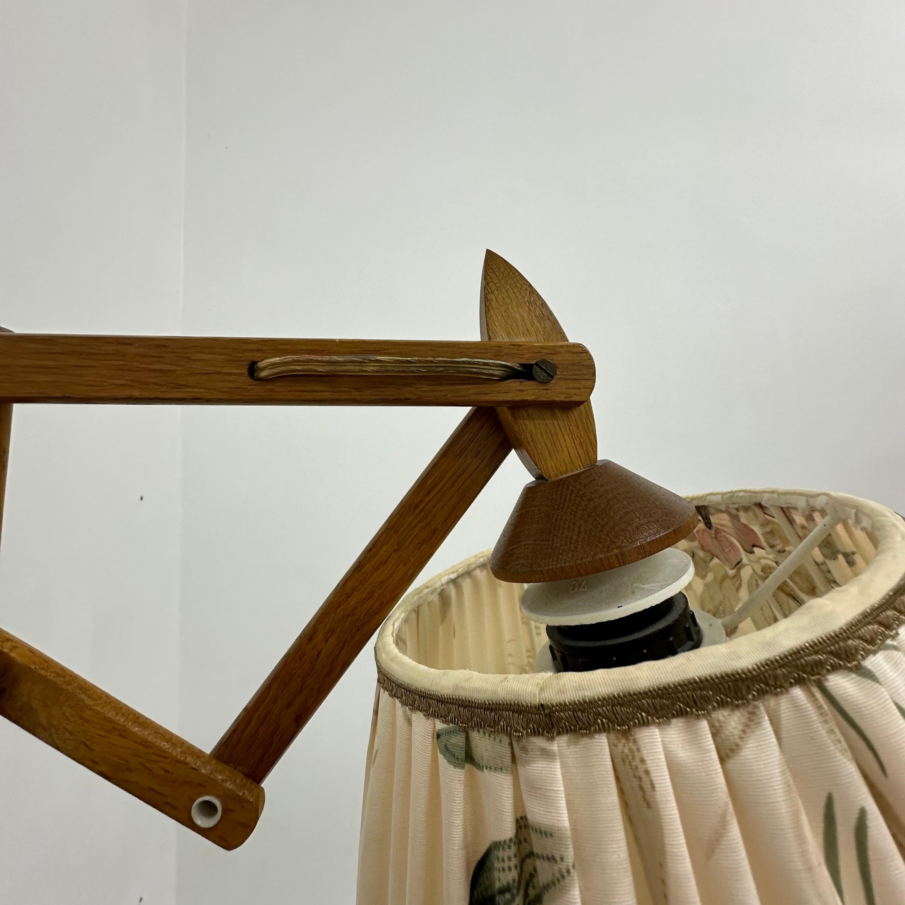 Vintage teak scissors wall lamp by T. Zweers  , 1960s 8