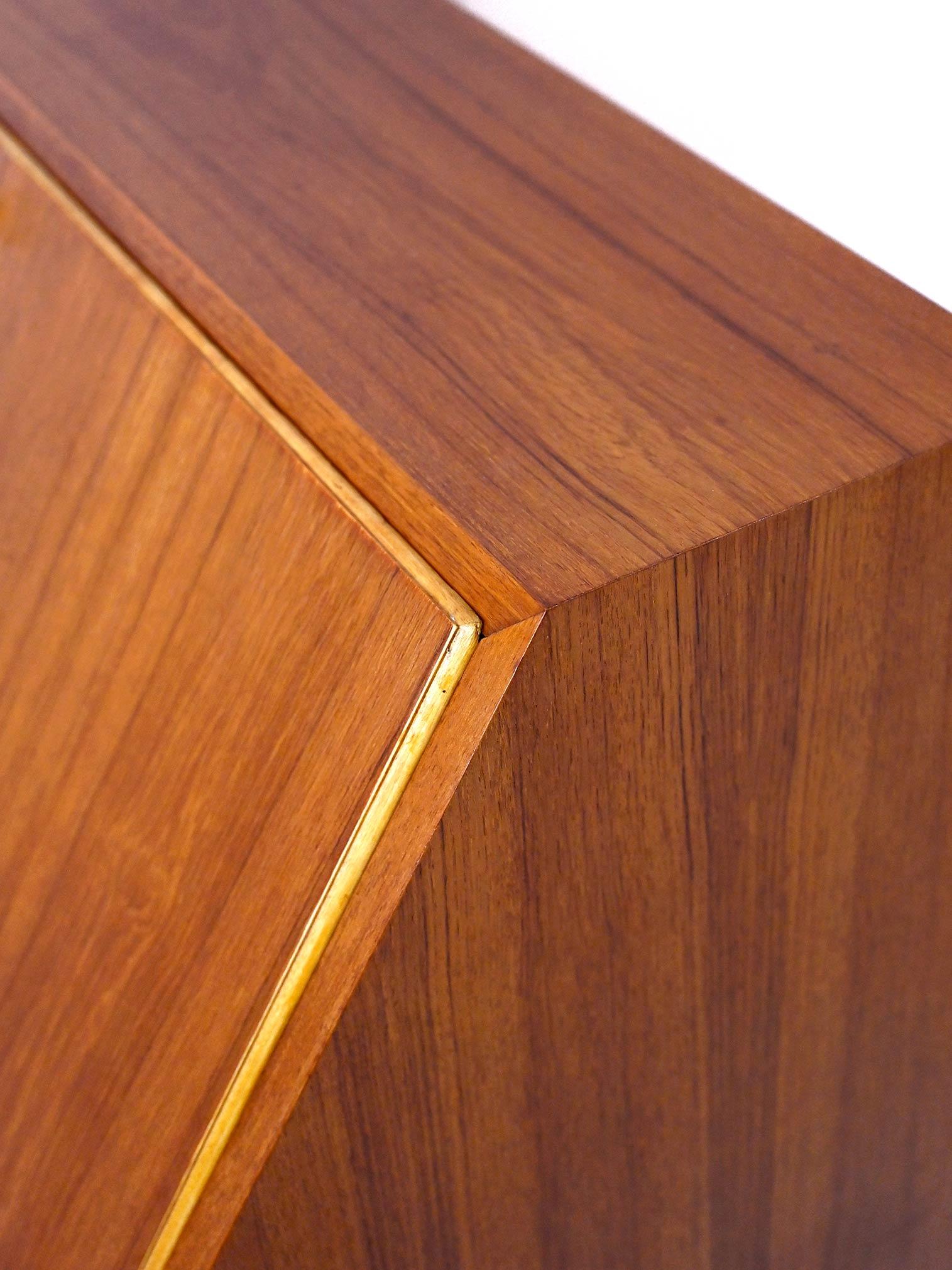 Secretaire vintage in teak con scrivania a scomparsa 1