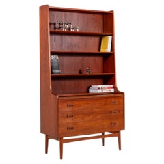 Vintage Teak Secretary Desk & Bookcase by Johannes Sorth for Bornholms Møbelfabr