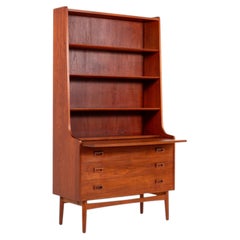 Vintage Teak Secretary Desk & Bookcase by Johannes Sorth for Bornholms Møbelfabr