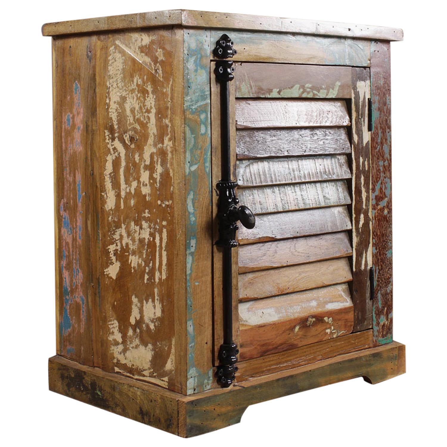Vintage Teak Shutter-Fronted Bedside Cabinet, 20th Century For Sale