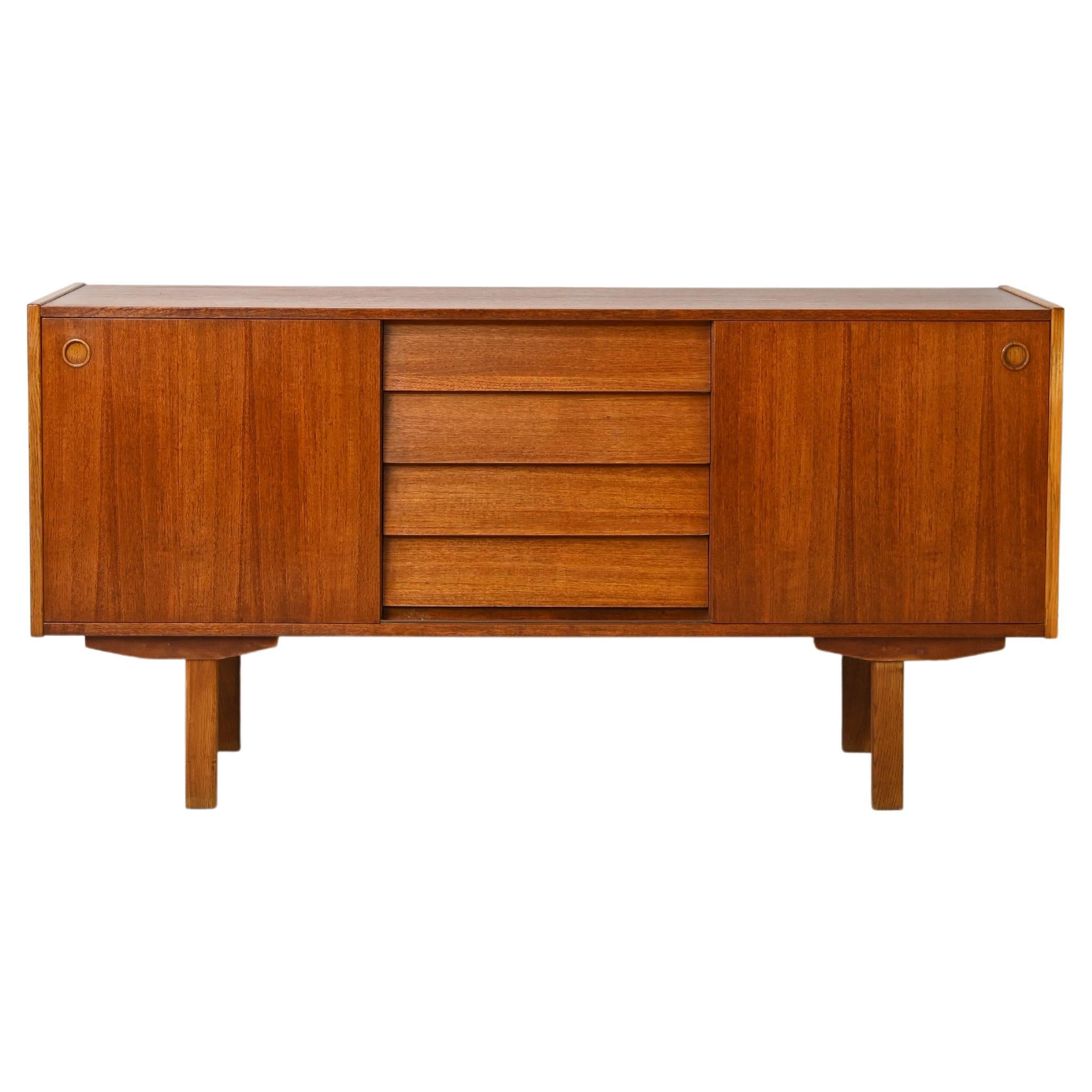 Vintage Teak Cocktail Sideboard Glazed Credenza For Sale at 1stDibs