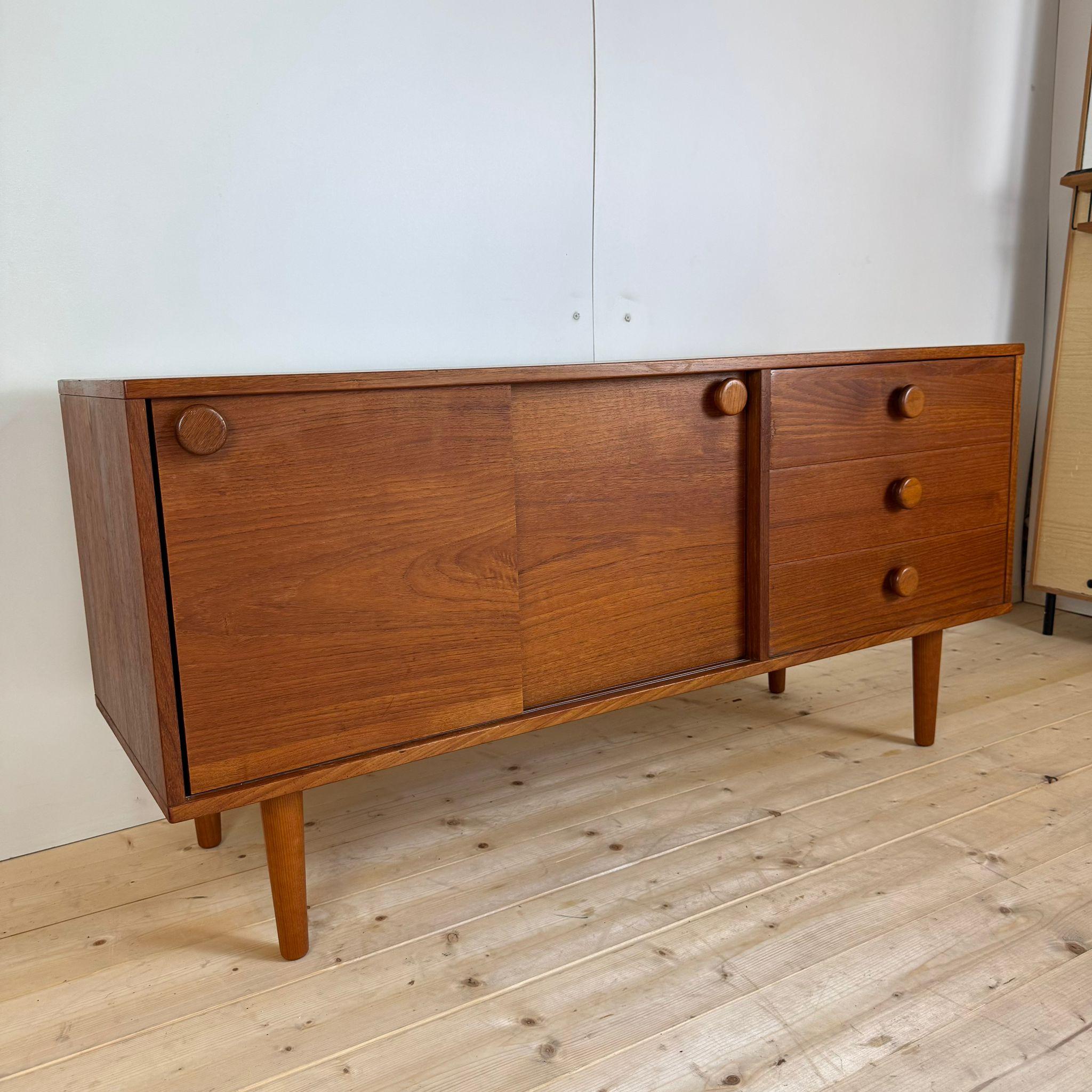 Mid-Century Modern Vintage teak sideboard with drawers For Sale