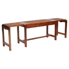 Vintage Teak Lattenbank ausziehbarer Beistelltisch