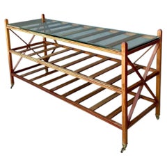 Vintage Teak Slat Console Table
