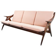 Used Teak Sofa Reupholstered in Salmon Color by De Ster Gelderland, 1960s