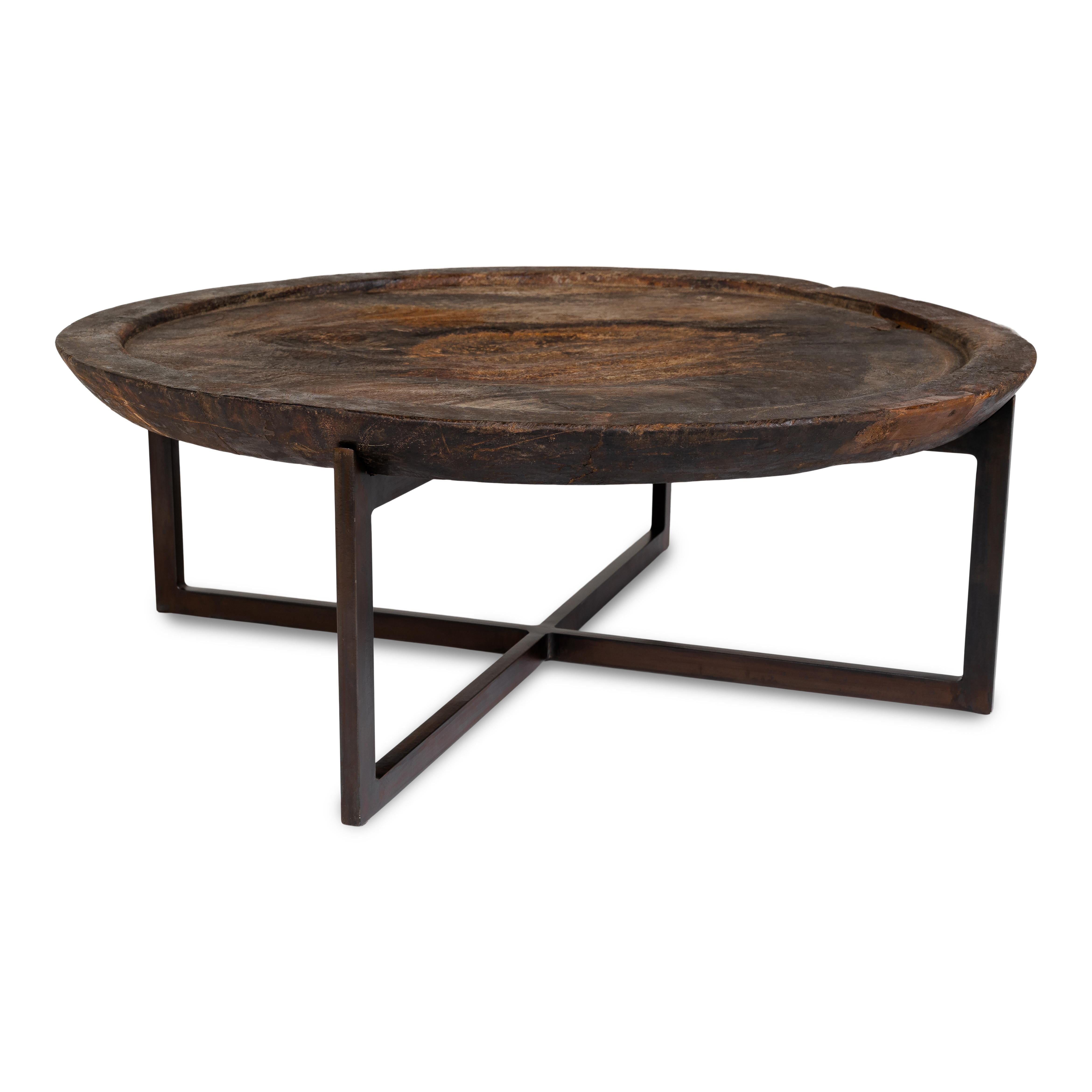 Vintage teak south Asian serving bowl on patinaed steel stand

This piece is a part of Brendan Bass’s one-of-a-kind collection, Le Monde. French for “The World”, the Le Monde collection is made up of rare and hard to find pieces curated by Brendan
