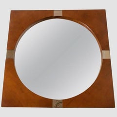 Miroir mural carré vintage en teck, Italie 19