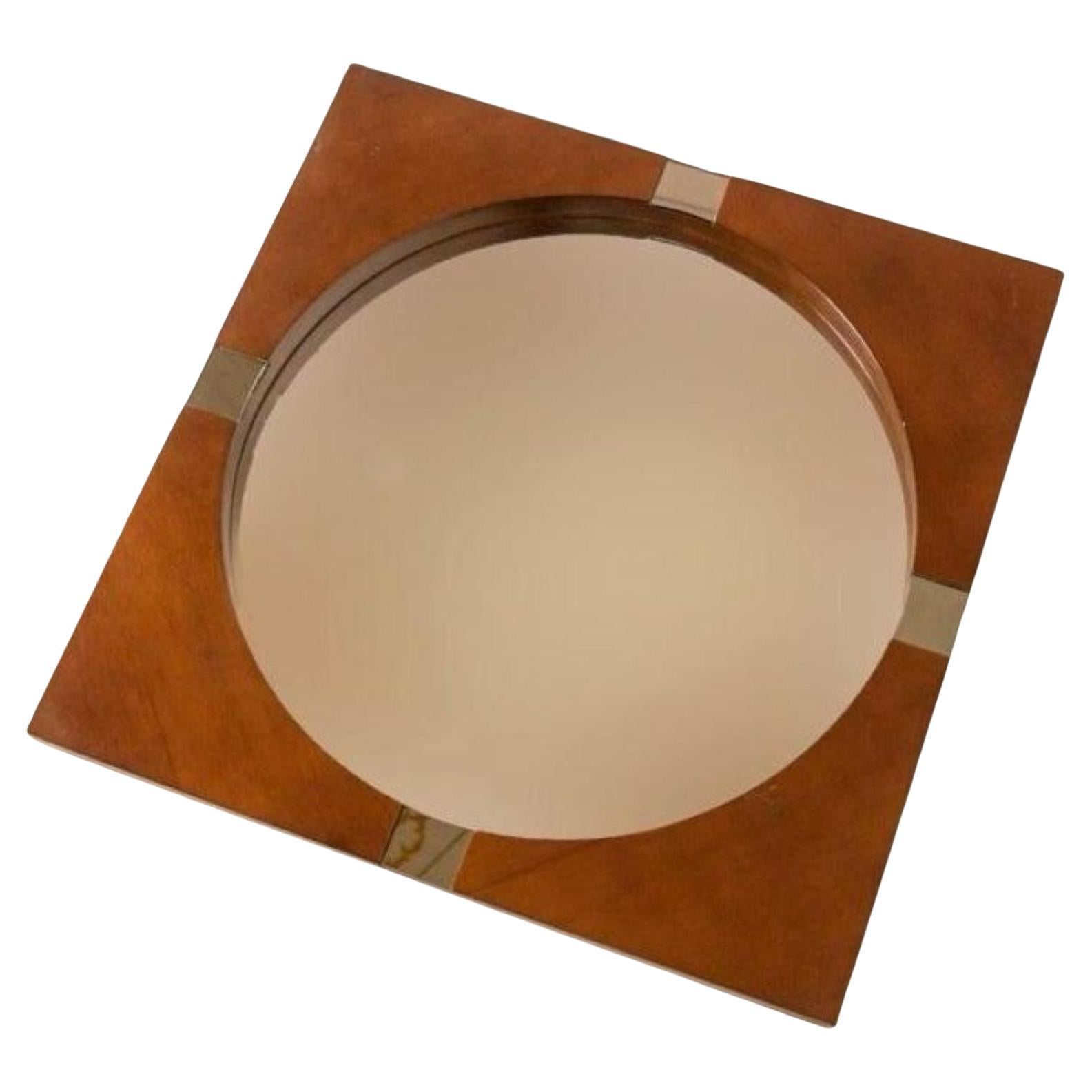 Quadratischer Vintage-Wandspiegel aus Teakholz, Italien 19