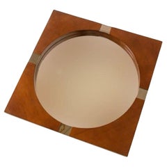 Quadratischer Vintage-Wandspiegel aus Teakholz, Italien 19