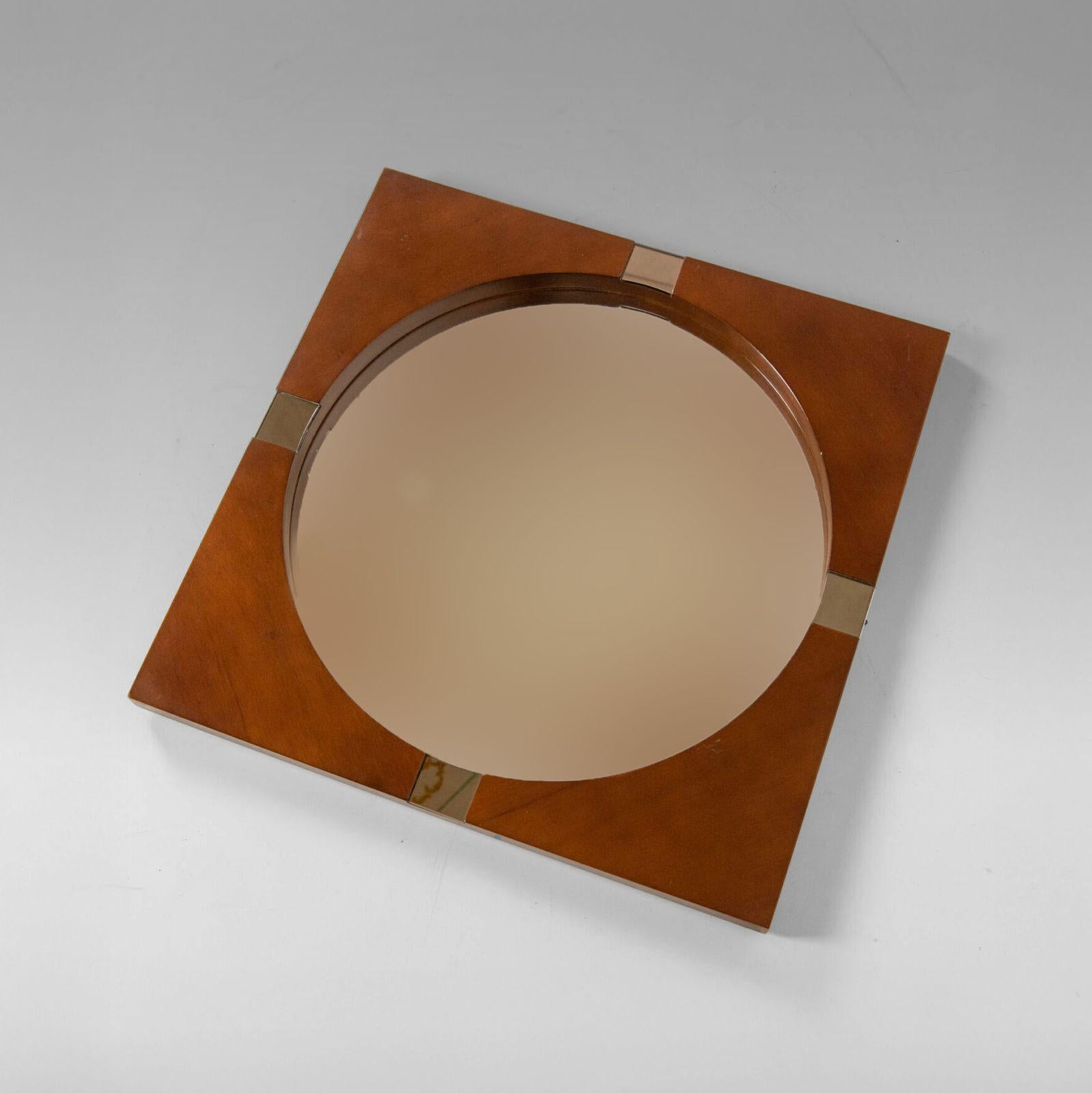 Quadratischer Vintage-Wandspiegel aus Teakholz, Italien 19 im Angebot 1