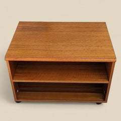 Vintage Teak Storage Cabinet on Wheels Side or End Table