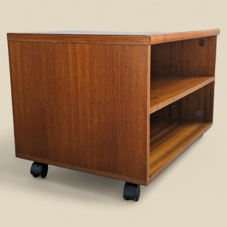 20th Century Vintage Teak Storage Cabinet on Wheels Side or End Table For Sale