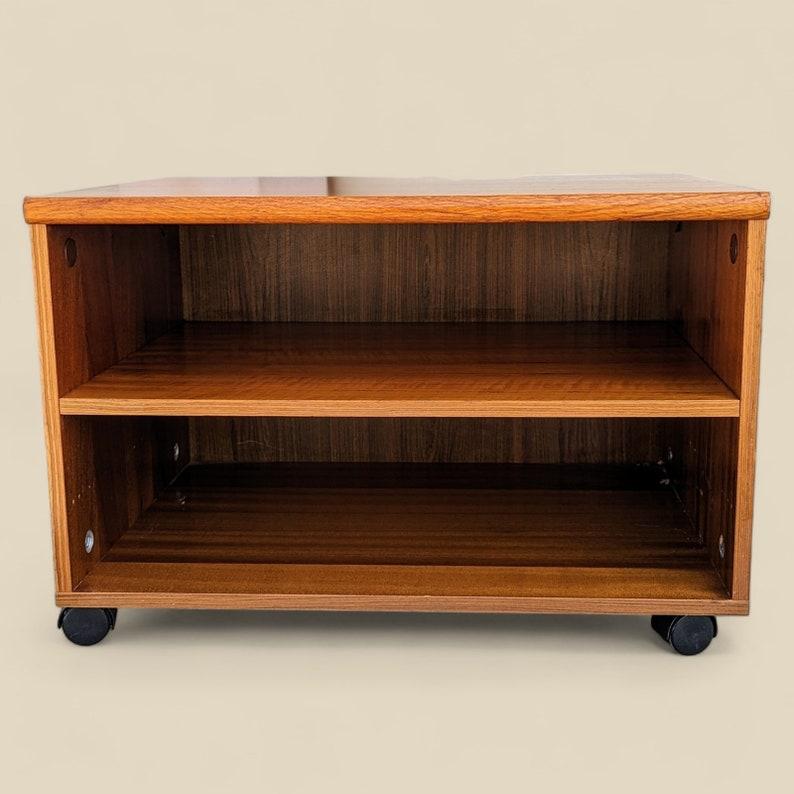 Vintage Teak Storage Cabinet on Wheels Side or End Table For Sale 2