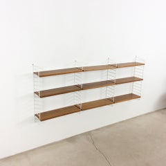 Vintage Teak String Wall Unit Nisse Strinning String Design Ab, Sweden, 1960s