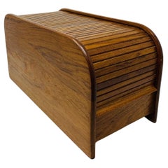 Vintage Teak Tambour Box Desk Organizer, 1970s