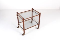 Vintage Teak Trolley with Two Glass Tops, 1950s