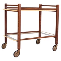 Vintage Teak Trolley with Two Glass Tops by Cees Braakman for Pastoe, 1950s
