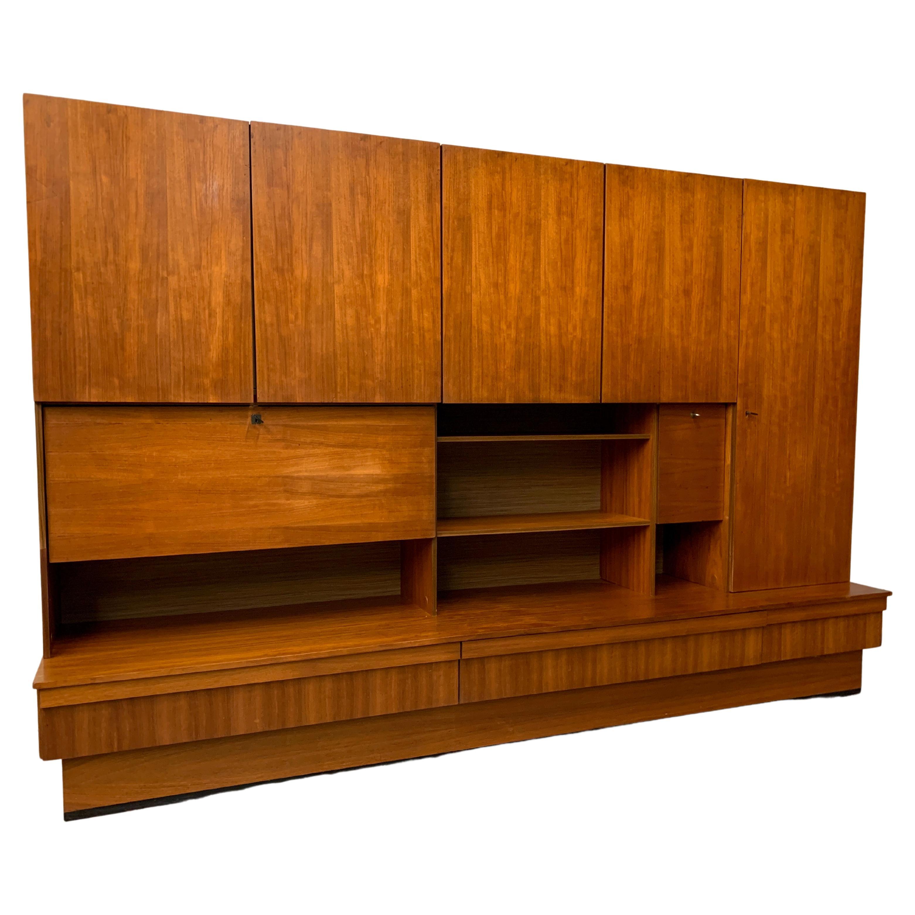 Vintage Teak Veneer Wall Unit