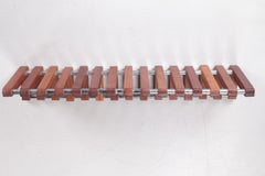 Vintage Teak Wall Coat Rack with Chrome 1960s