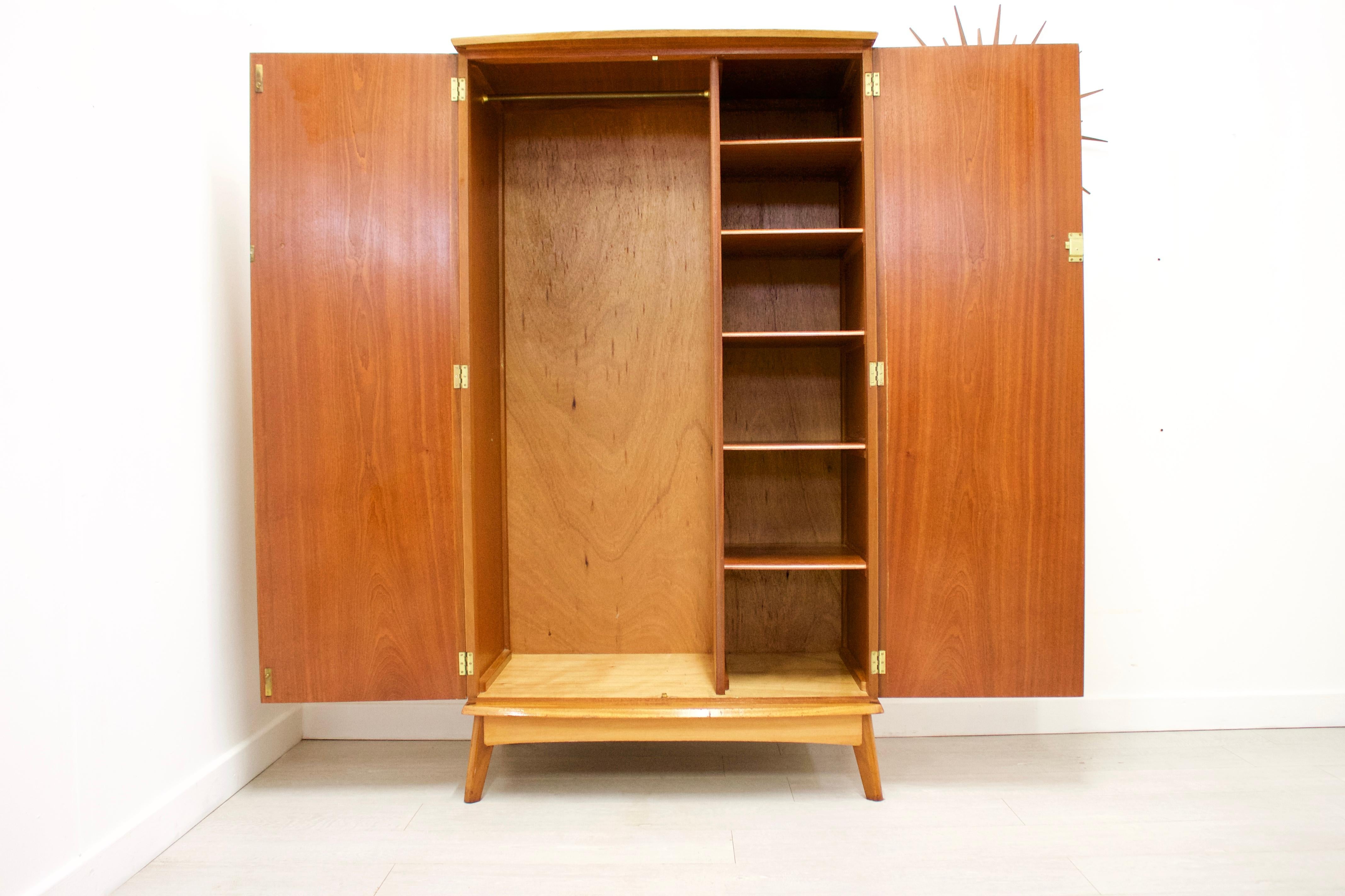 Vintage Walnut Wardrobe by Alfred Cox for Heal's, 1960s In Good Condition In South Shields, Tyne and Wear