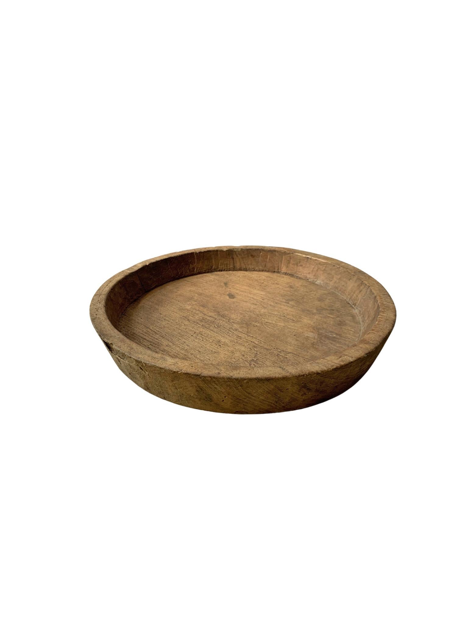 Carved Vintage Teak Wood Bowl from Java, Indonesia For Sale