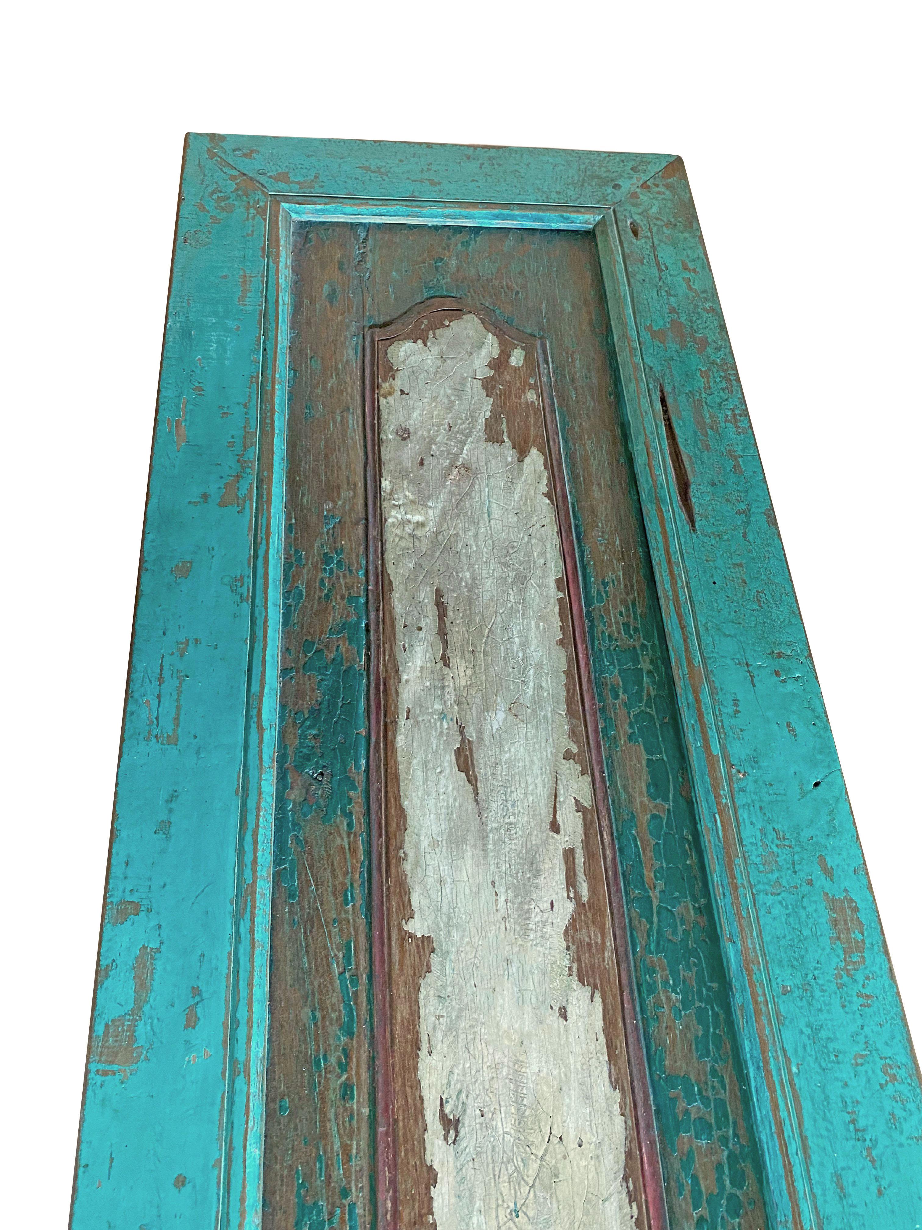 Hand-Carved Vintage Teak Wood Console Table Crafted from Old Javanese Door, Indonesia For Sale