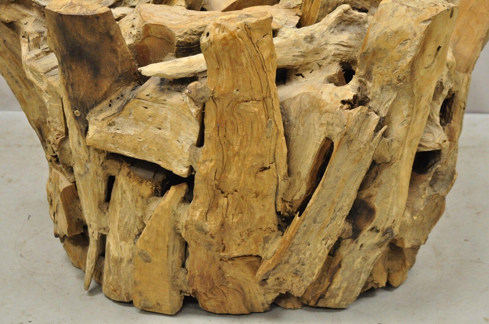 Vintage Teak Wood Root Driftwood Natural Coffee Table Pedestal Base For Sale 1