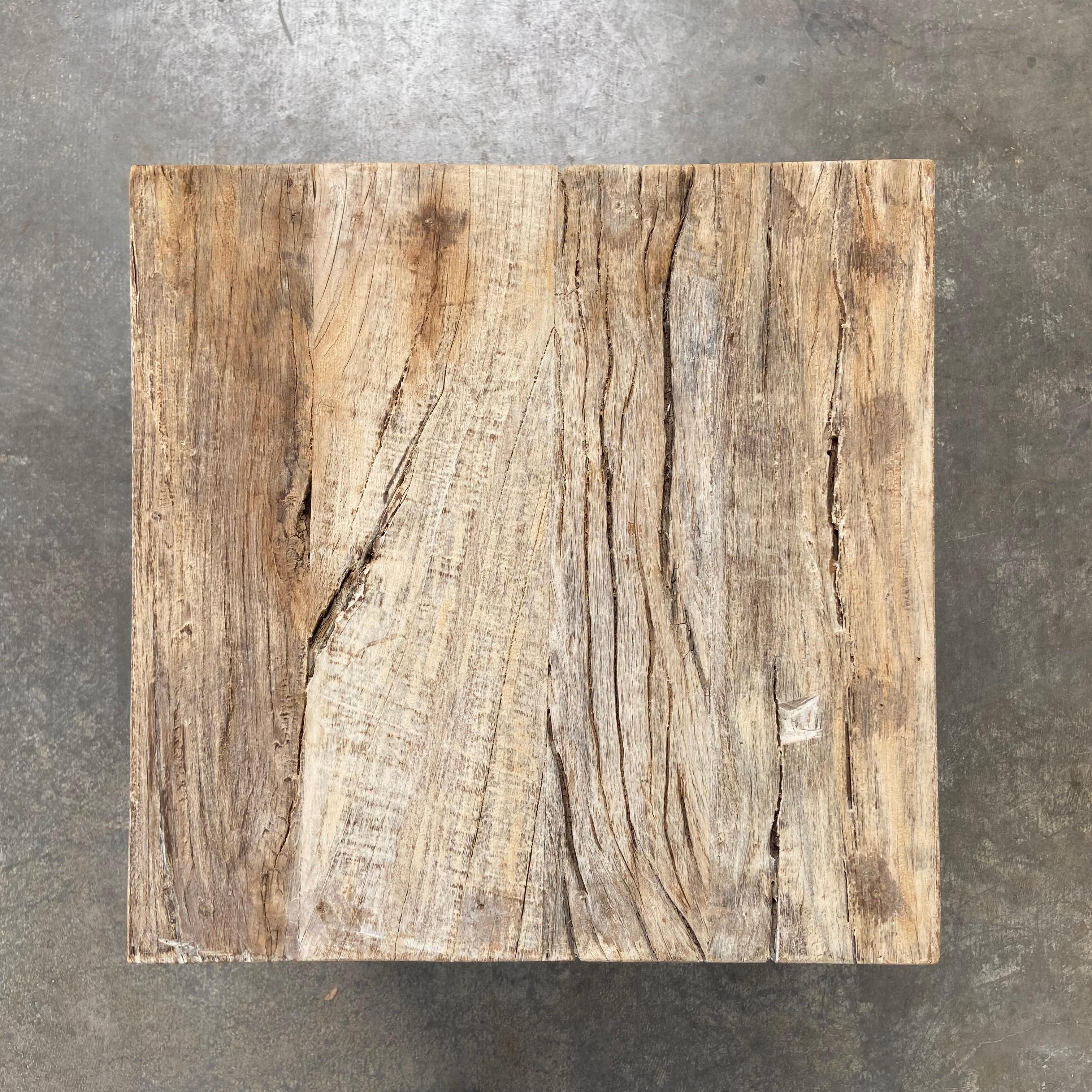 Vintage Teak Wood Rustic Side Table 2