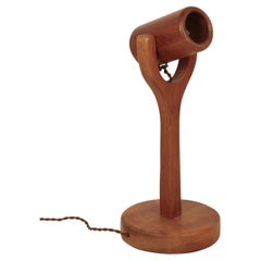 Vintage Teak Wood "Spotlight" Table Lamp