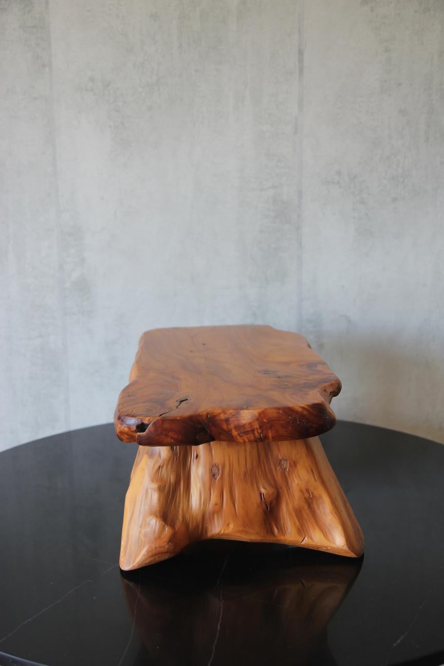 Vintage Teak Wood Hocker aus Frankreich, um 1960 (Organische Moderne) im Angebot