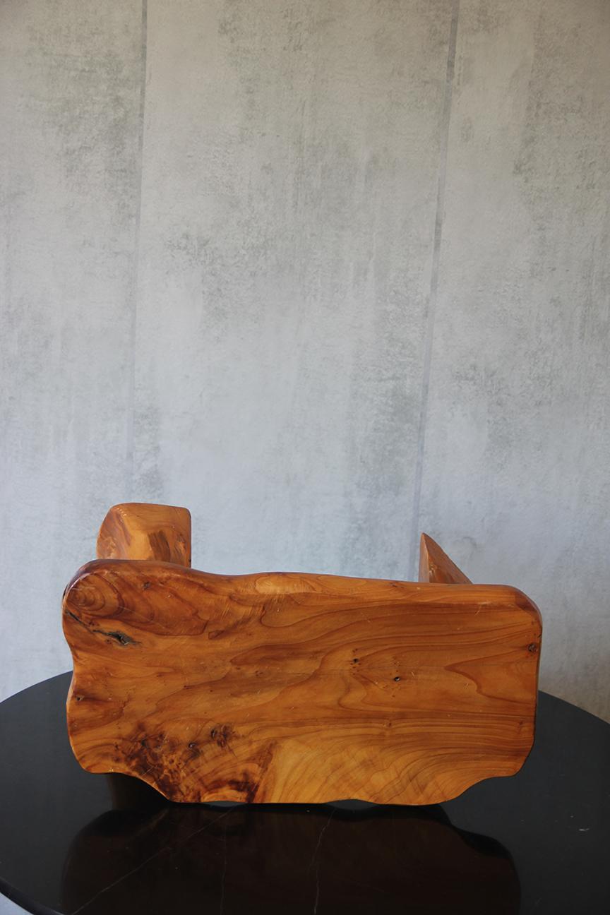 Vintage Teak Wood Hocker aus Frankreich, um 1960 (Französisch) im Angebot