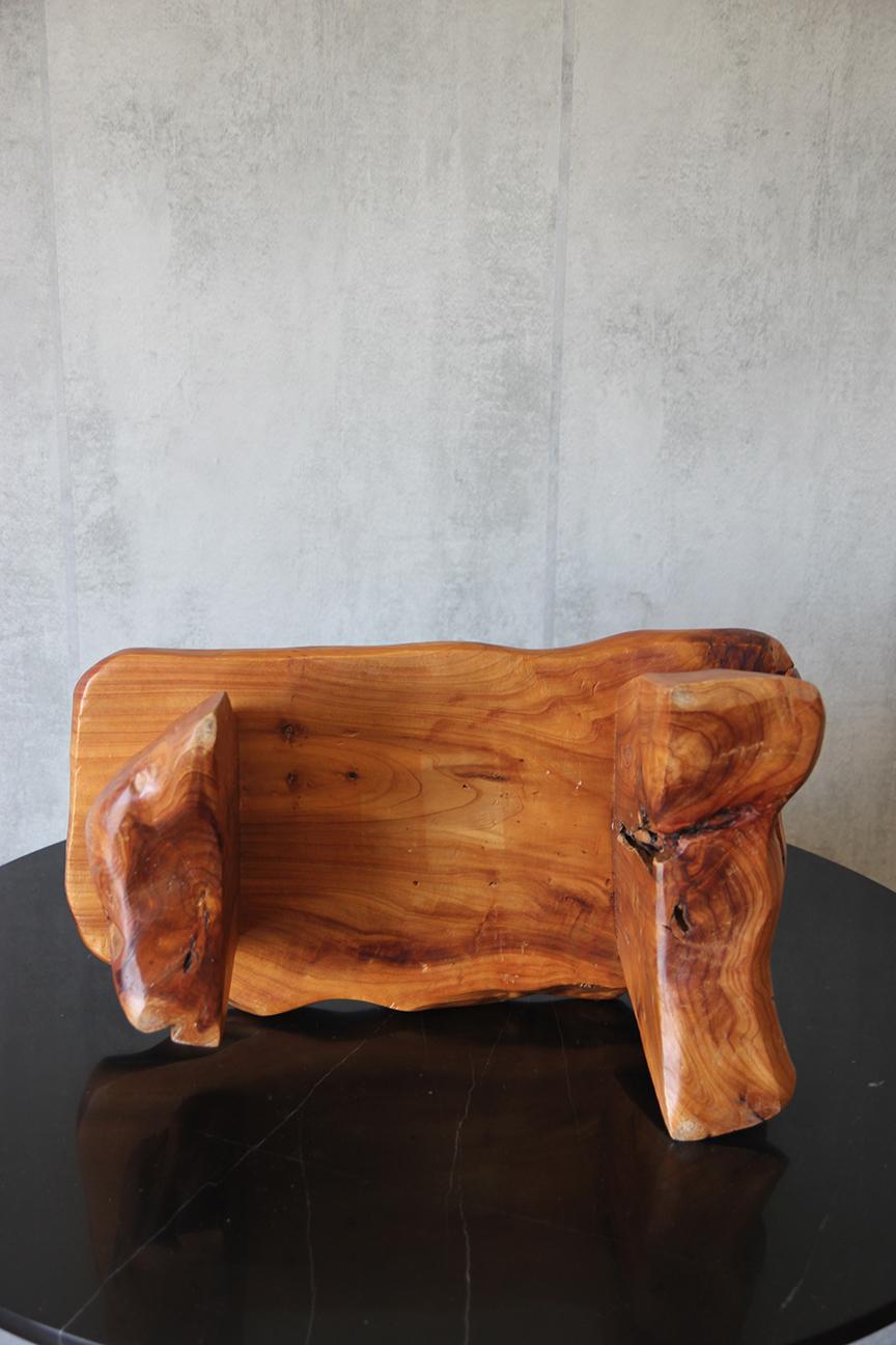 Vintage Teak Wood Hocker aus Frankreich, um 1960 im Zustand „Gut“ im Angebot in Los Angeles, CA