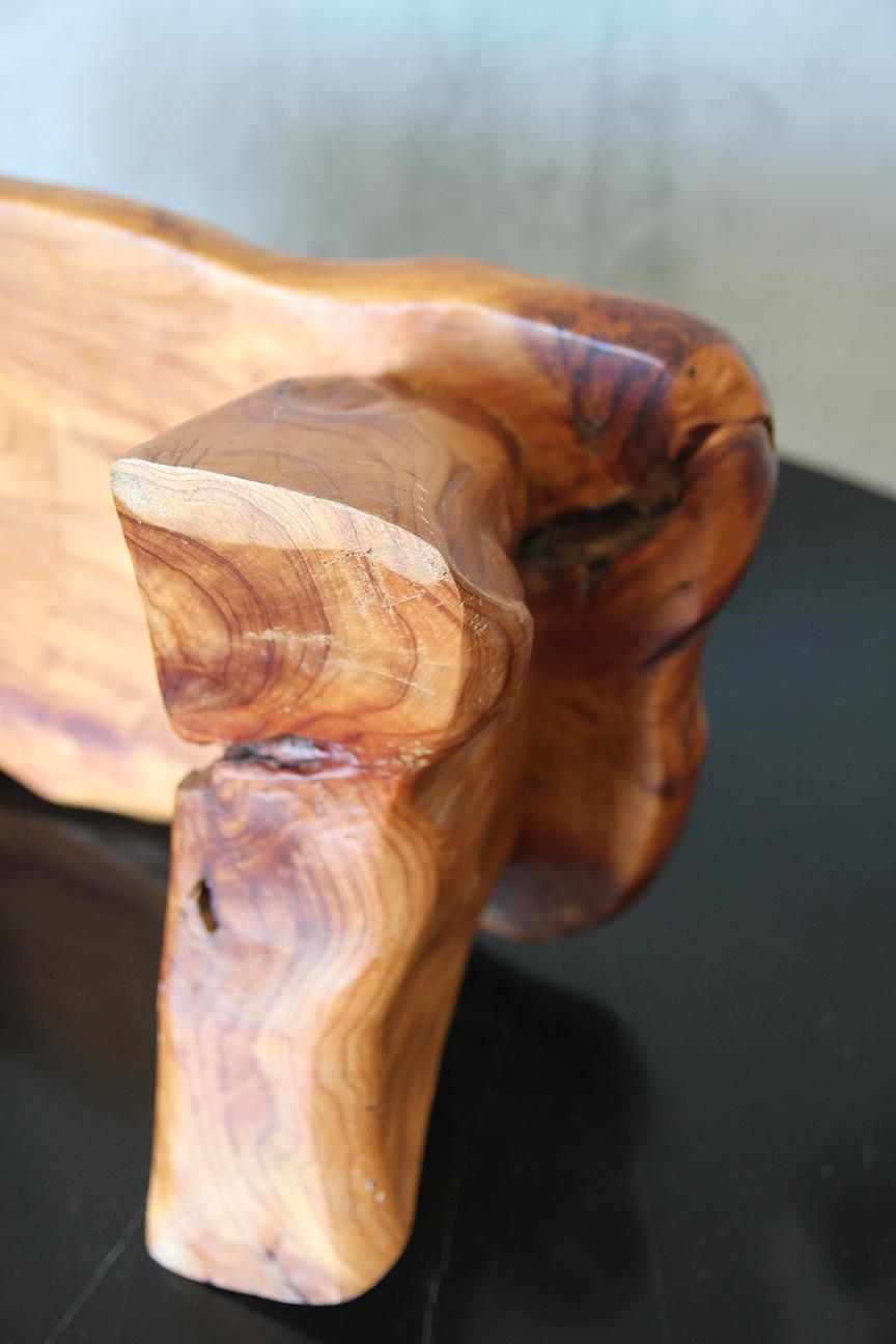 Vintage Teak Wood Hocker aus Frankreich, um 1960 (Mitte des 20. Jahrhunderts) im Angebot