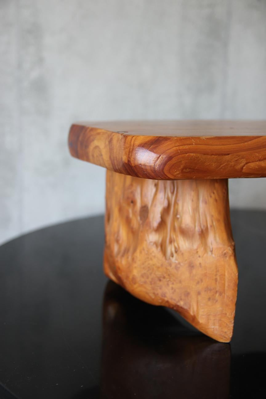 Vintage Teak Wood Hocker aus Frankreich, um 1960 (Teakholz) im Angebot