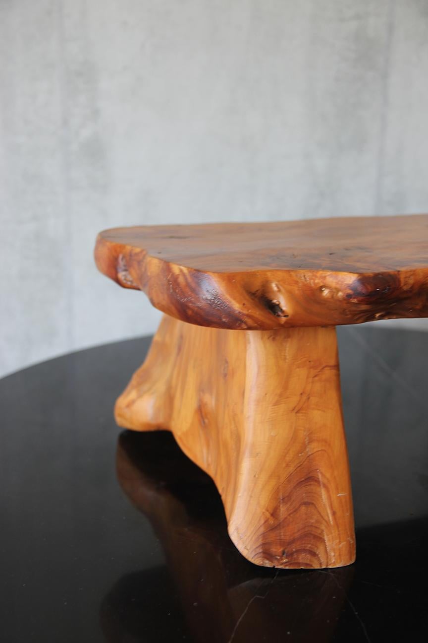 Vintage Teak Wood Hocker aus Frankreich, um 1960 im Angebot 1