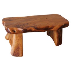 Vintage Teak Wood Stool from France, circa 1960