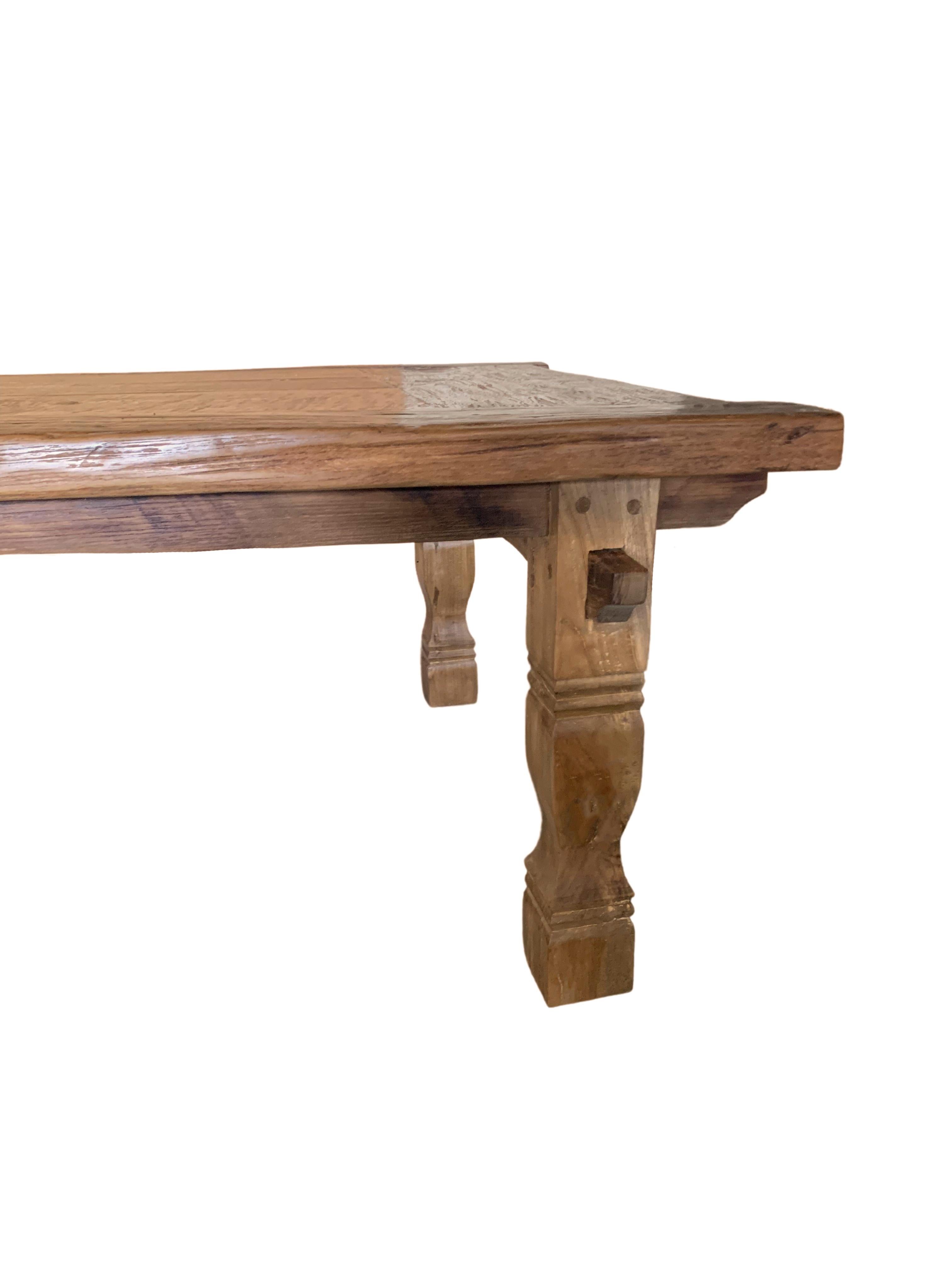 Other Vintage Teak Wood Weavers Table with Hand-Carved Detail, Java, Indonesia