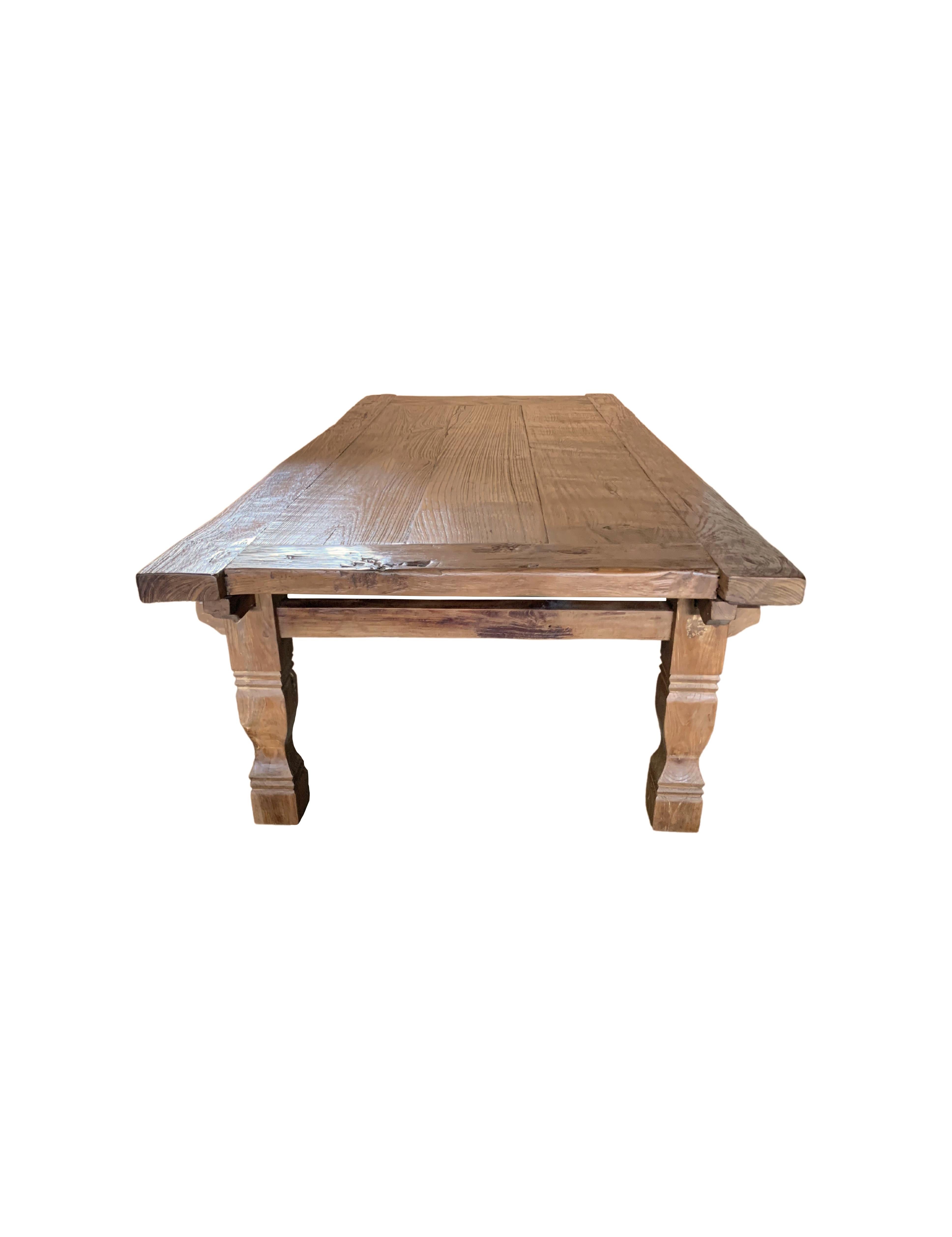 Hand-Crafted Vintage Teak Wood Weavers Table with Hand-Carved Detail, Java, Indonesia