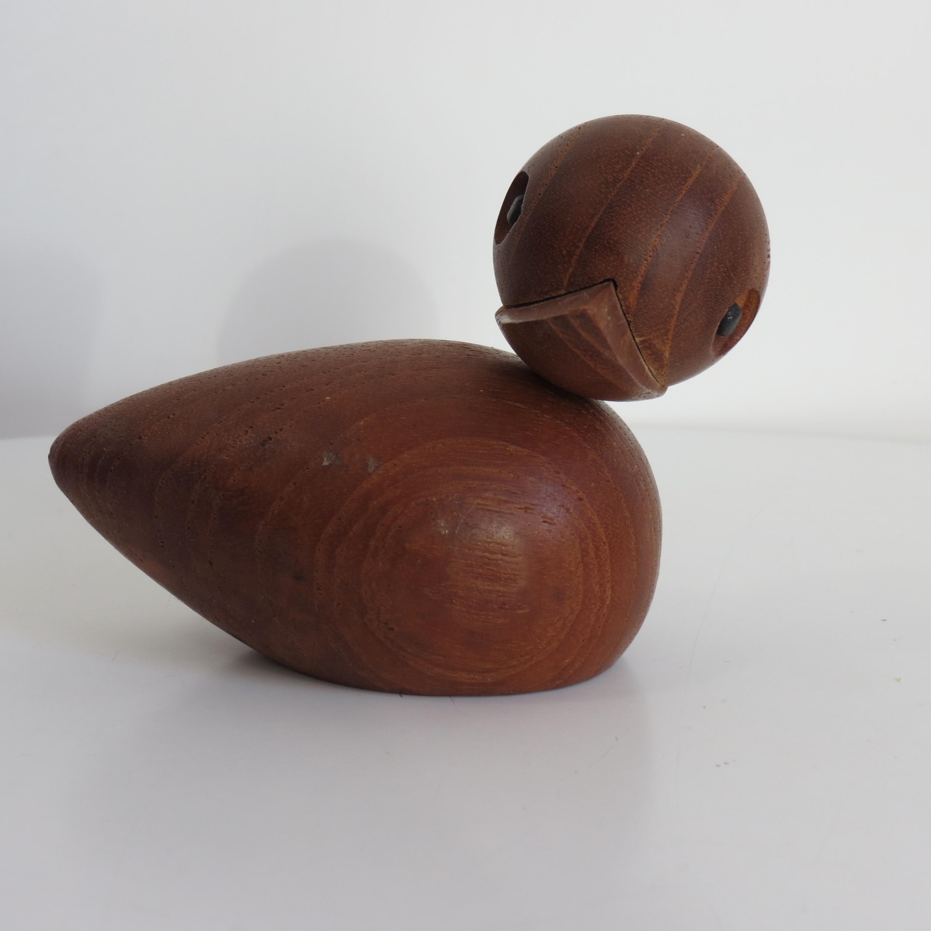 English Vintage Teak Wooden Toy Duck by Empire 1960s Hans Bollinger Style