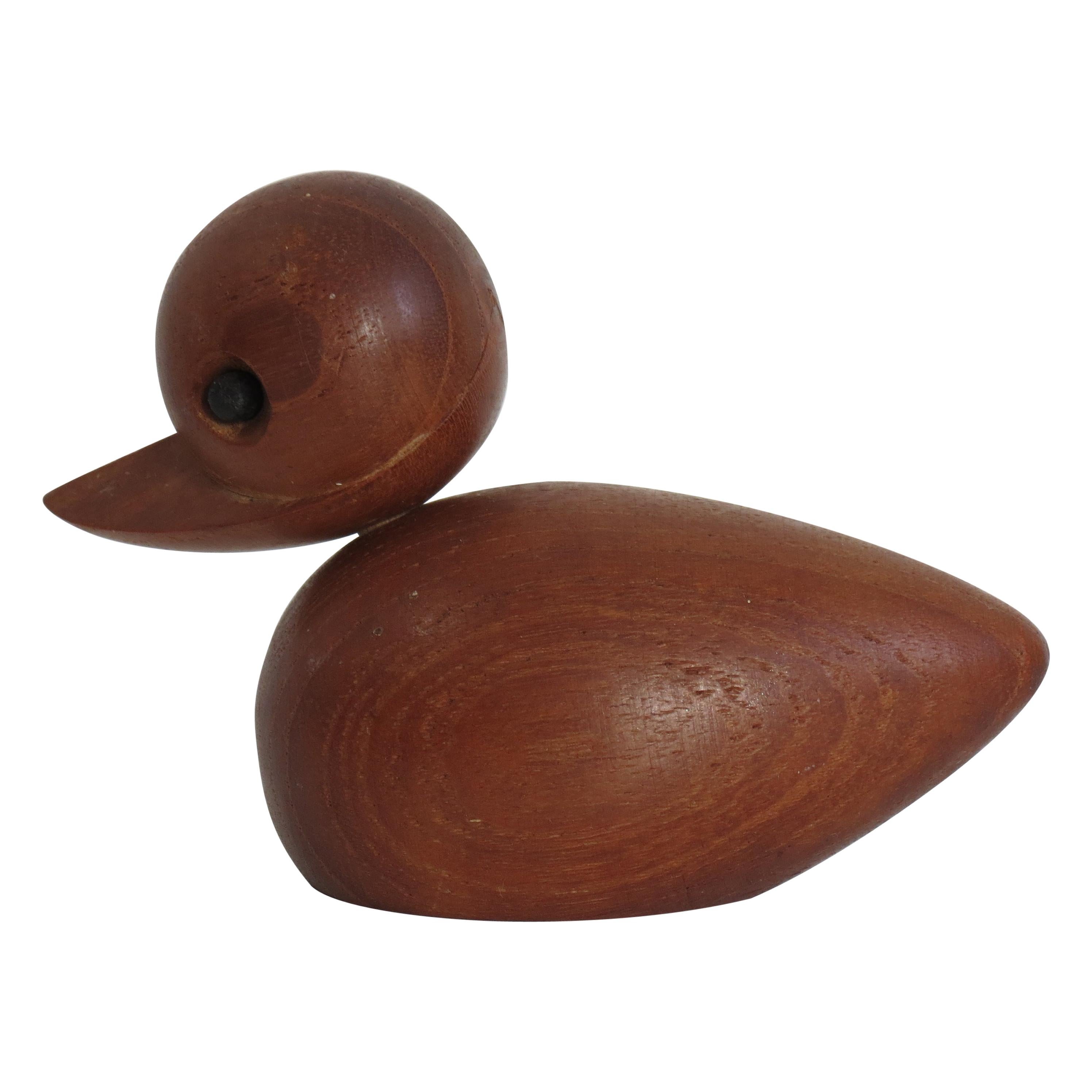 Vintage Teak Wooden Toy Duck by Empire 1960s Hans Bollinger Style