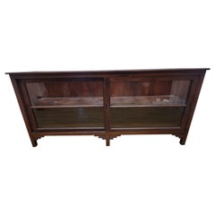 Vintage Teakwood Low Bookcase / Display Cabinet with Sliding Glass Doors